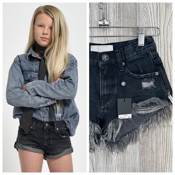 One Teaspoon Other - NEW! KIDS ONE TEASPOON Rollers Luxury Denim Jean Shorts Size 9/10 NWT Black NWT